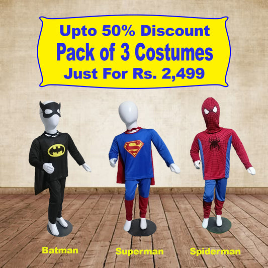 Pack of Three Regular Superhero Costumes For Kids